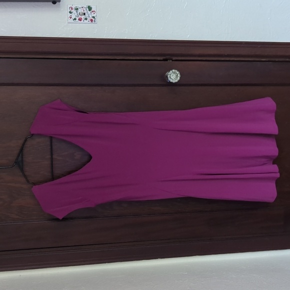 Lauren Ralph Lauren Pink Stretch V Neck Twirly Dress Size Large - Picture 1 of 6